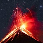 Volcanic Eruptions - Volcano Erupting at Night Under Starry Sky