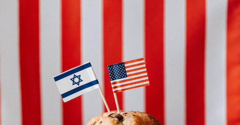 Trade Agreements - Tasty muffin with national flags of USA and Israel